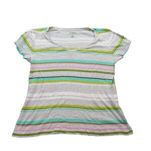 Sonoma Shirt Womens Large Striped Short‎ Sleeve Everyday Tee Casual Top